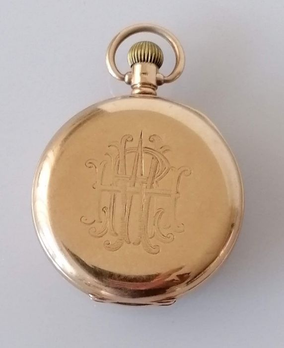 A George V 9ct gold-cased stem-wind open-face Dennison pocket watch with Roman numerals - Bild 2 aus 4