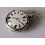 A George IV silver pair cased pocket watch with white enamelled dial, 48mm