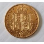 A Victorian gold jubilee half sovereign, shield back, 1887