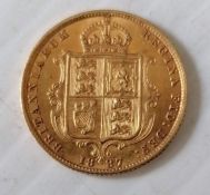 A Victorian gold jubilee half sovereign, shield back, 1887