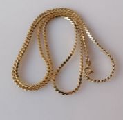 A 9ct yellow gold link neck chain, 59 cm, hallmarked, 11.25g, clasp good