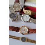 An assortment of six vintage men's watched to include a Rotary Quartz, Tissot
