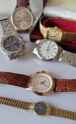 An assortment of six vintage men's watched to include a Rotary Quartz, Tissot