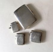 An Edwardian silver cigarette case, initialled, and similar vesta by A & J Zimmerman; a silver vesta