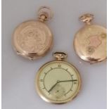 A Waltham gilt full hunter fob watch with embossed Dueber case and a silmilar Elgin