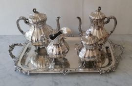 A Colombian silver four-piece tea and coffee service of baluster form