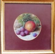 William Hough (1829-1897), STILL LIFE PLUMS AND APPLE, watercolour, signed bottom left