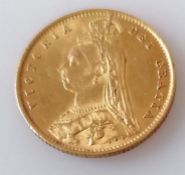 A Victorian gold half sovereign, 1897