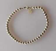 A Tiffany & Co., silver bead bracelet, stamped 925, light wear from ordinary use