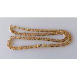 An Italian 9ct gold flat fancy link neck chain, 47 cm, stamped 375, clasp good, 38g