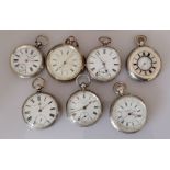 An assortment of seven late 19th/early 20th century silver-cased pocket watches