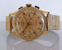 A Chronographe Suisse Antimagnetic manual wristwatch with champagne dial, Arabic numerals and dot ma