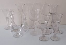 A selection of 19th and 20th century glassware to include a trumpet-shape wine glass with portrait