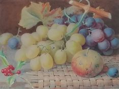 William Hough (1829-1897), STILL LIFE GRAPES AND APPLE, watercolour, signed bottom left,