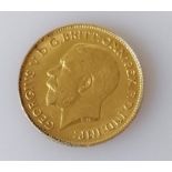 A George V gold half sovereign, 1914