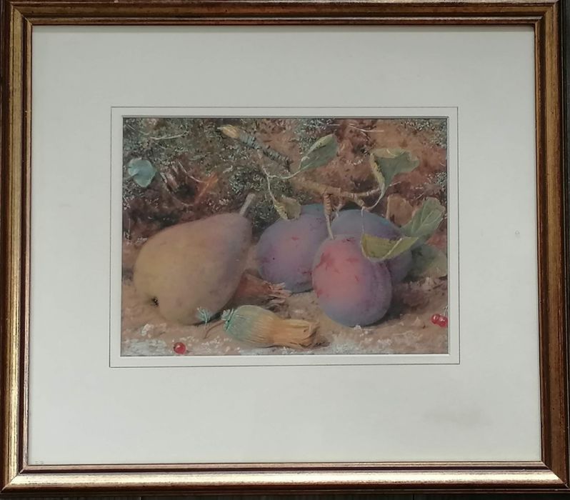 William Hough (1829-1897), STILL LIFE PEAR AND PLUMS, watercolour, signed bottom right, framed and m - Image 2 of 4