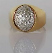 A domed head diamond dress ring with a marquise-shape panel set with thirty-seven 8-cut diamonds