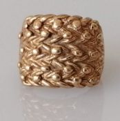 A 9ct gold keeper ring, size R, head 16 x 32mm, 12.5g