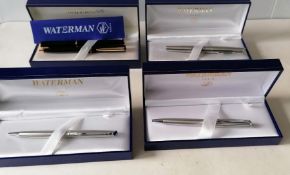 Five Waterman pens in four boxes