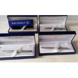 Five Waterman pens in four boxes