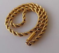 A 9ct gold rope-twist choker, 33 cm, hallmarked, 35g