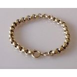 A yellow gold belcher-link bracelet chain, 19 cm, unmarked, tests for 9ct, 12g