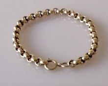A yellow gold belcher-link bracelet chain, 19 cm, unmarked, tests for 9ct, 12g