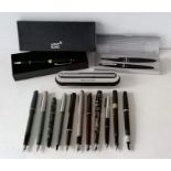 An assortment of fifteen pens to include Mont Blanc, Sheaffer, etc, some as found