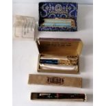 Four vintage pens in three boxes, Jewel, Selsdon 'Belle of New York', etc