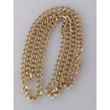 A 9ct yellow gold flat curb-link neck chain with safety chain, 75 cm, hallmarked, 30g