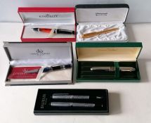 A mixed group of six pens in five boxes, Balmain, Autograph, Kingsley, etc (6)