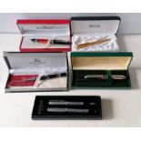 A mixed group of six pens in five boxes, Balmain, Autograph, Kingsley, etc (6)