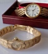 A Rotary ladies gold-plated bracelet Windsor watch and another with Rotary box (2)