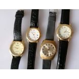 Three Sekonda mens watches and a R. Rosner quartz watch, all with leather straps