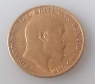 An Edwardian gold half sovereign, 1907