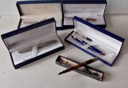 Five Waterman pens, four boxed