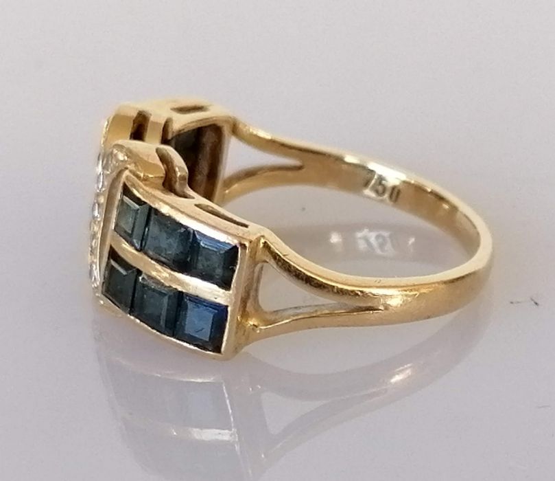 An Art Deco-style sapphire and diamond ring on a yellow gold setting - Bild 3 aus 4