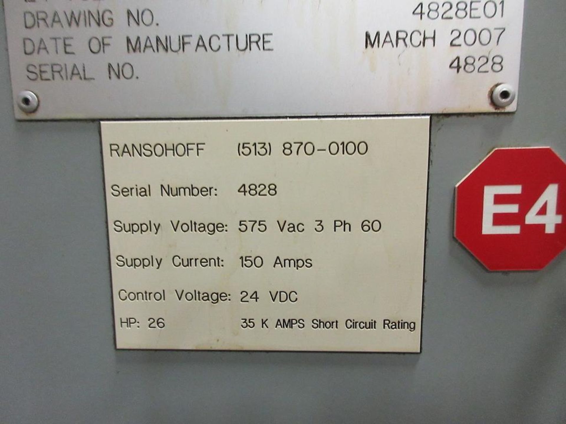 2007 RANSOHOFF Washer, Medium Pressure, Pass Through, Conveyor, sn 4828. Please Note: Exclusive