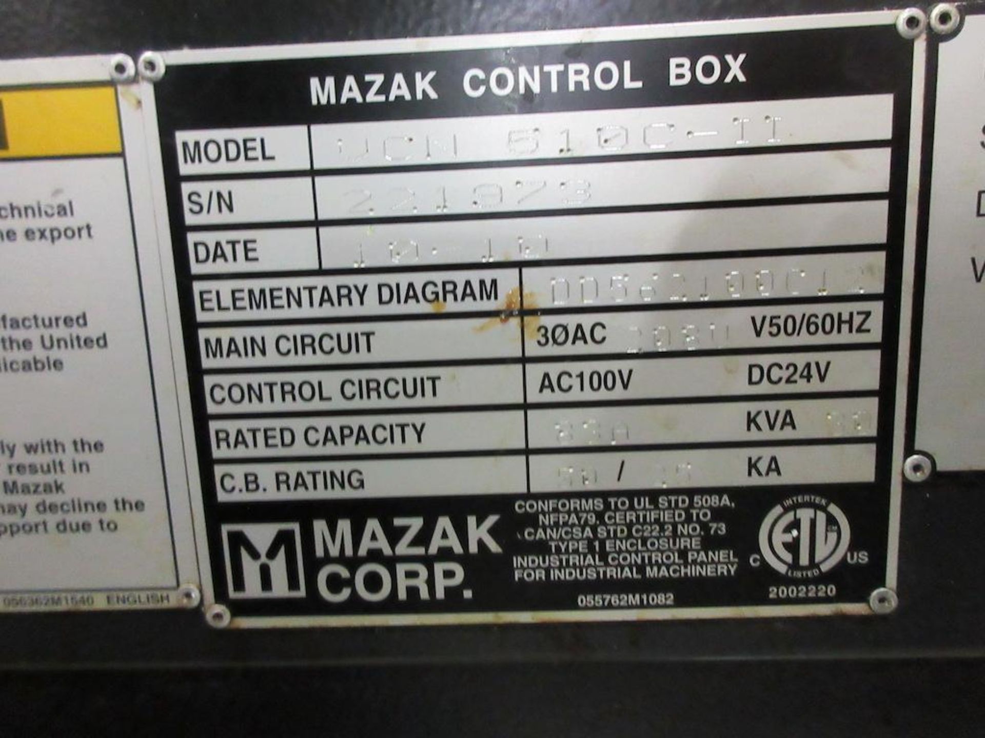 2010 MAZAK CNC Vertical Machining Centers, Model VCN510C-II, Mazatrol CNC Controls, Cat 40, 30 - Image 11 of 15