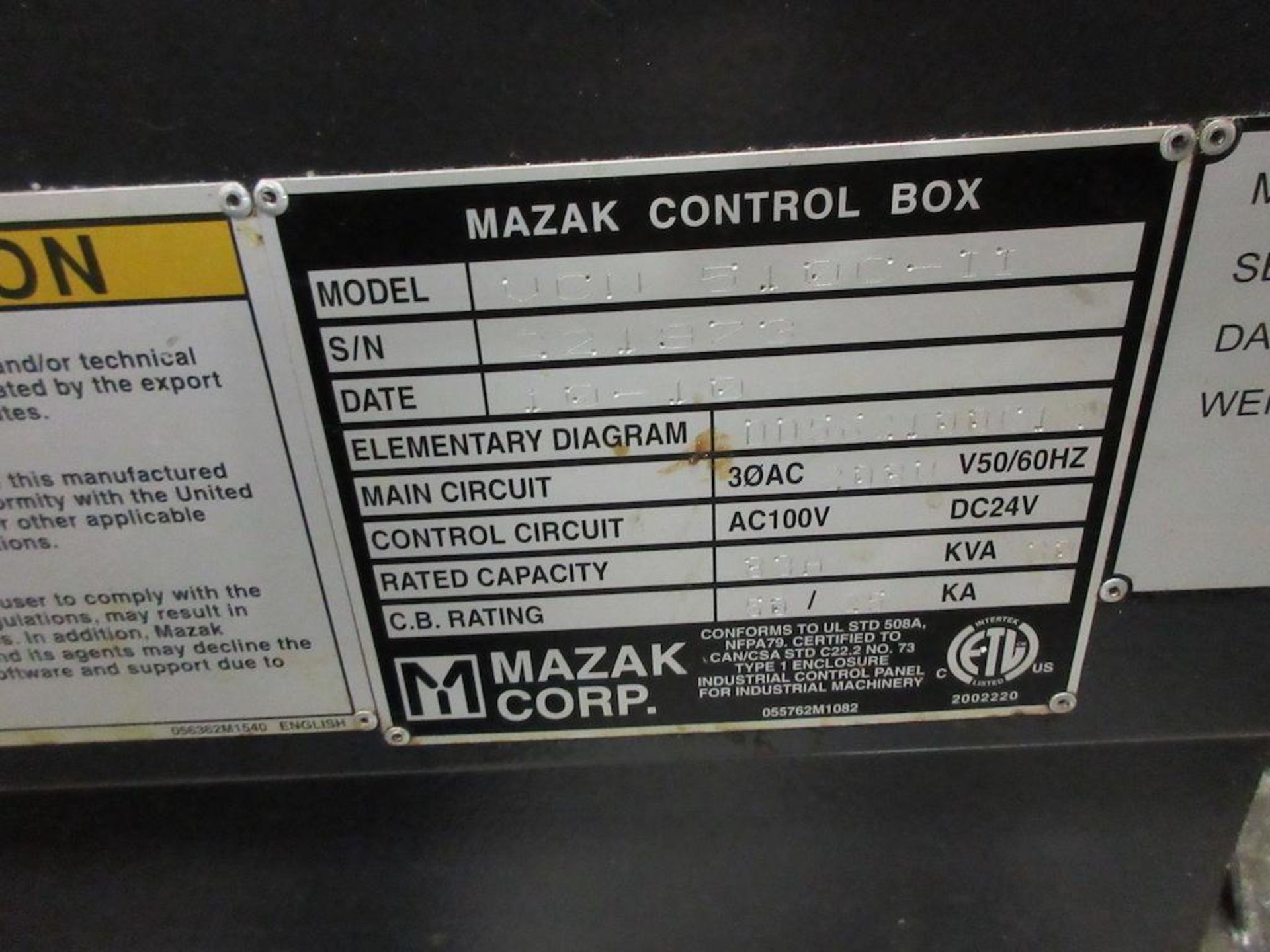 2010 MAZAK CNC Vertical Machining Centers, Model VCN510C-II, Mazatrol CNC Controls, Cat 40, 30 - Image 12 of 15