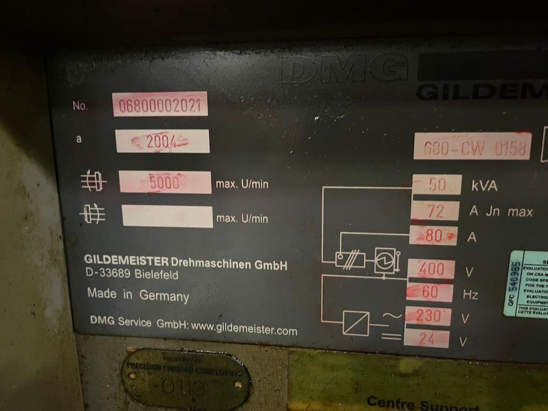 2004 CTV250 DMG MORI VERTICAL CNC LATHES, 840D CNC CONTROL, MAXIMUM WORK PIECE DIAMETER:� DIA.8. - Image 11 of 12