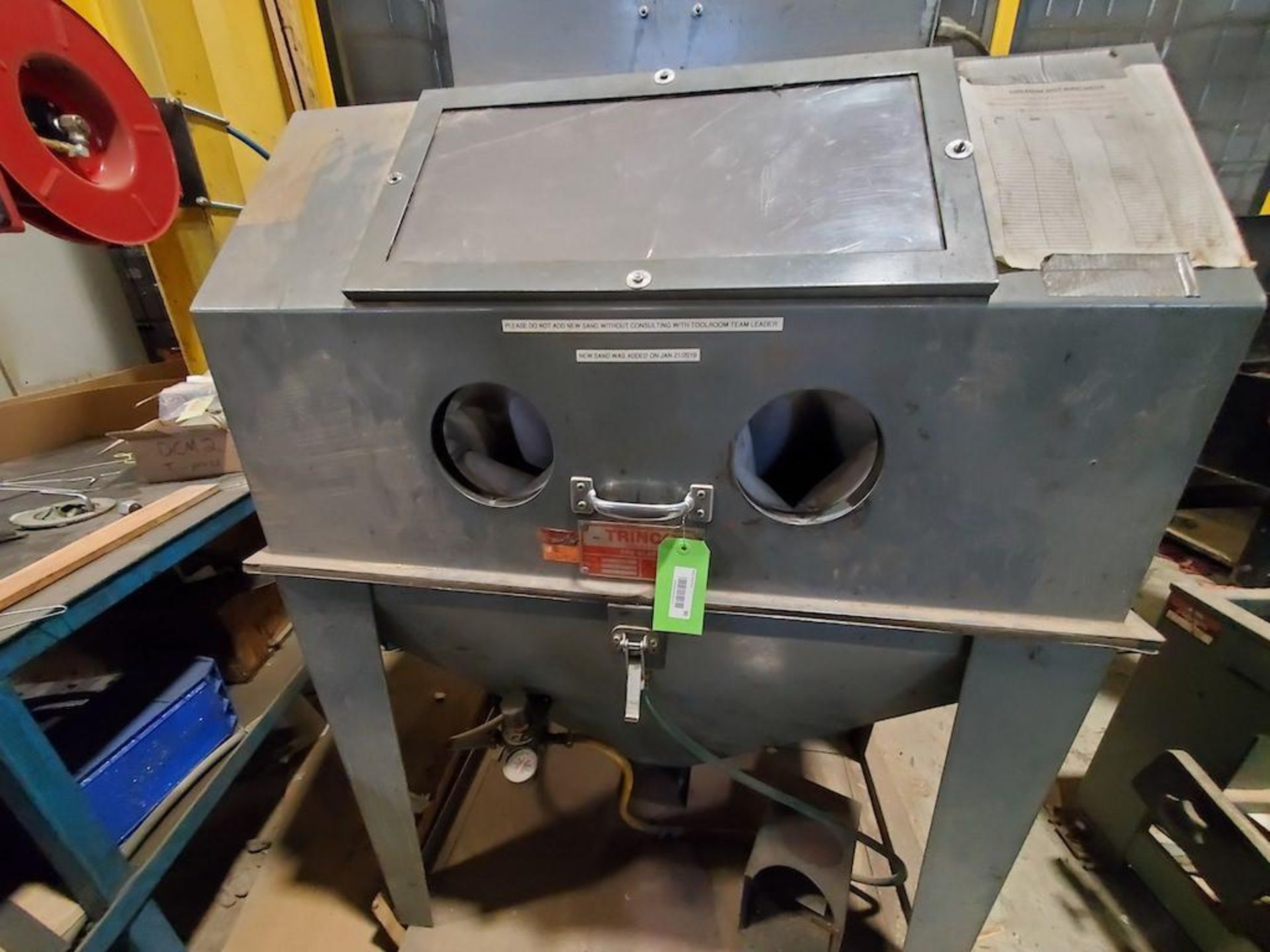 TRINCO DRY BLAST CABINET, MODEL 42X24 SL, W DUST COLLECTOR, SN 55583 PLEASE NOTE: EXCLUSIVE