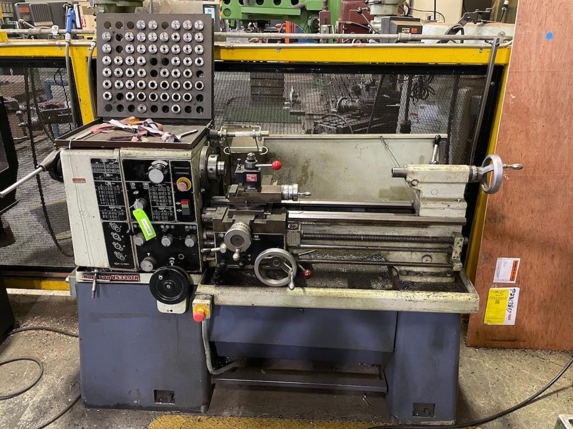 HARRISON LATHE MODEL VS 330TR CENTER LATHE, COLLET CHUCK, TAILSTOCK TOOLPOST. PLEASE NOTE: EXCLUSIVE