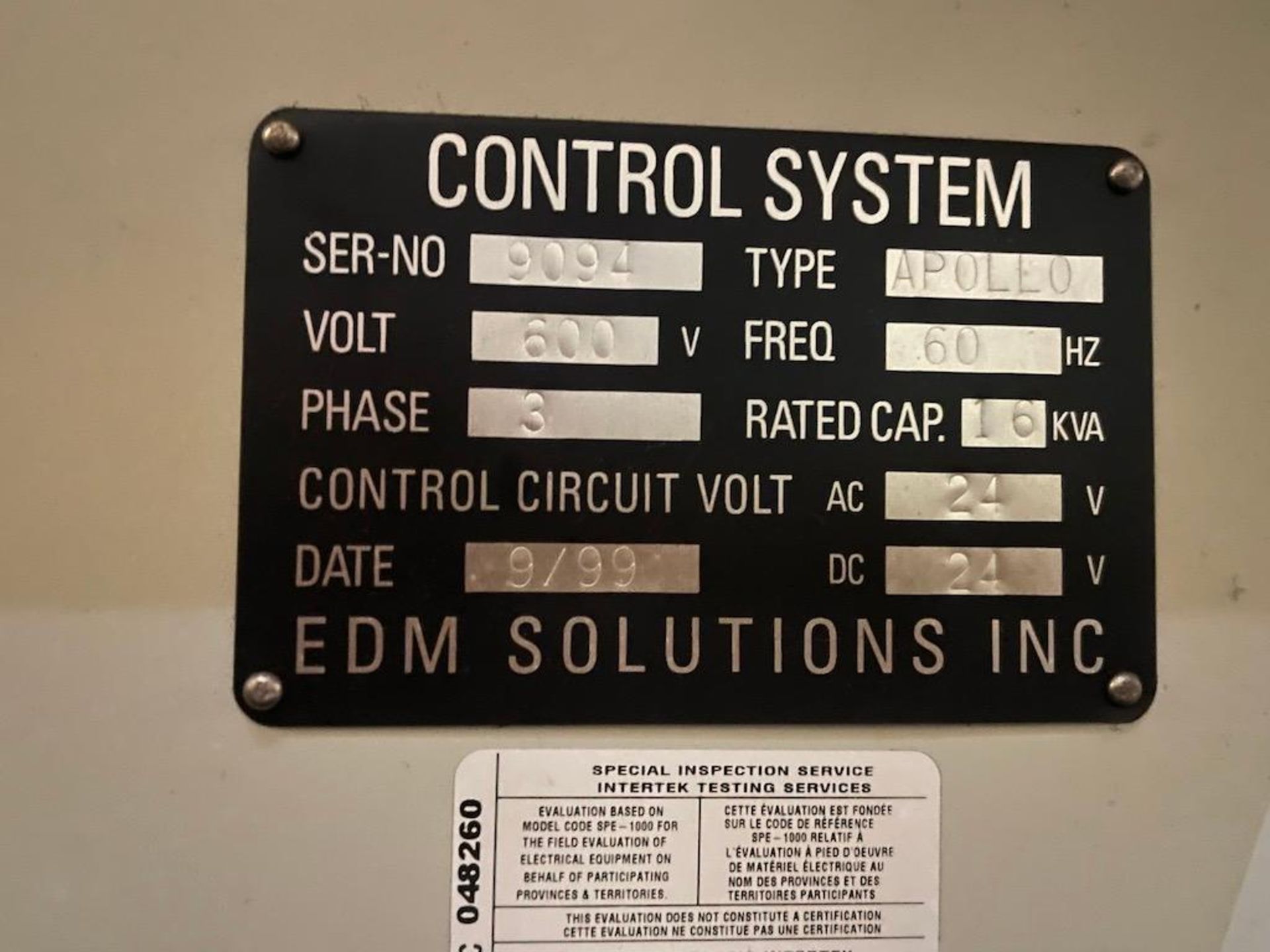 EDM SOLUTIONS APOLLO CNC SINKER EDM, 70INCH X 44INCH X 26INCH INNER CAPACITY, SYSTEM 3R TOOLING, - Image 8 of 10