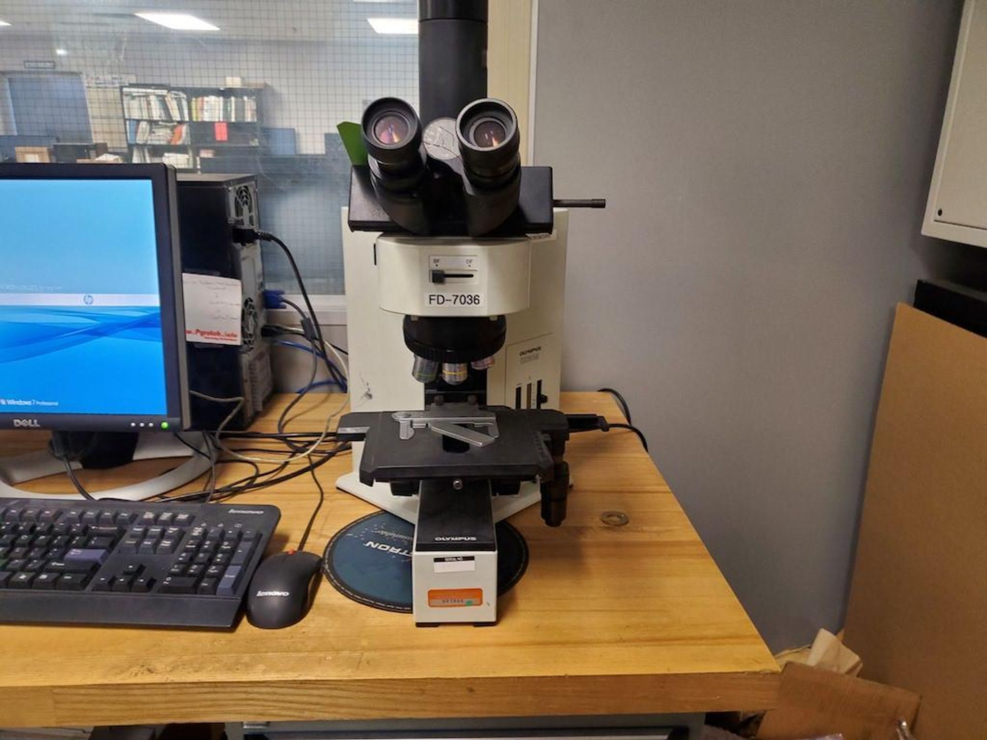 OLYMPUS OPTICAL MICROSCOPE MODEL BX60MF5, SN 7A05179 [UPSTAIRS LAB]