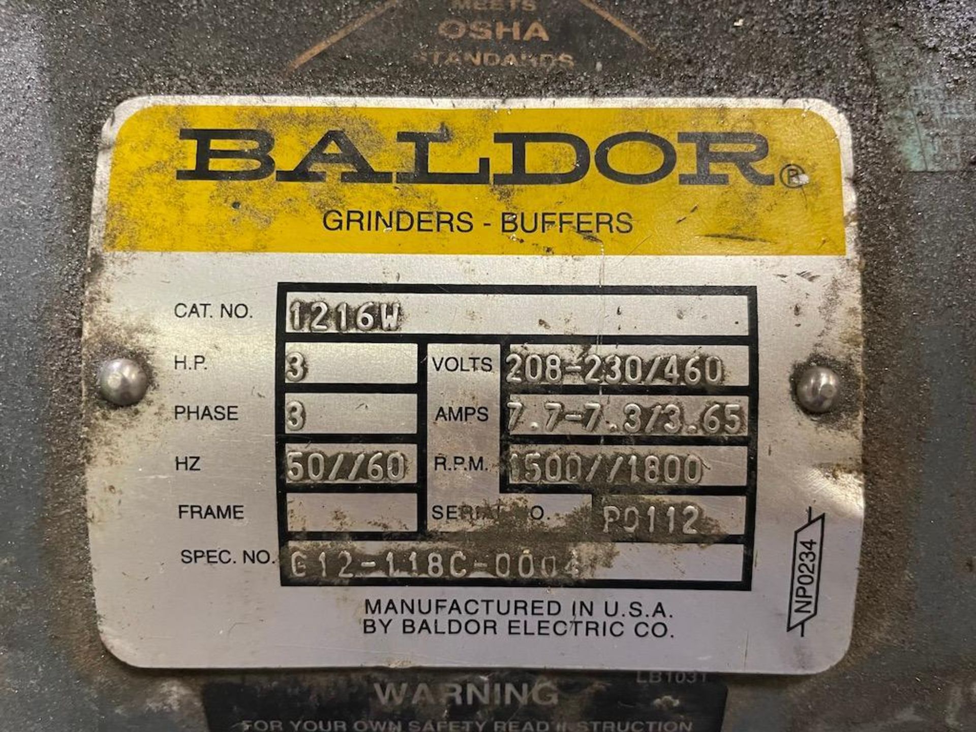 LOT: BALDOR DOUBLE PEDESTAL GRINDER 3 HP, (2) DEWALT PEDESTAL CHOP SAWS PLEASE NOTE: EXCLUSIVE - Image 2 of 7