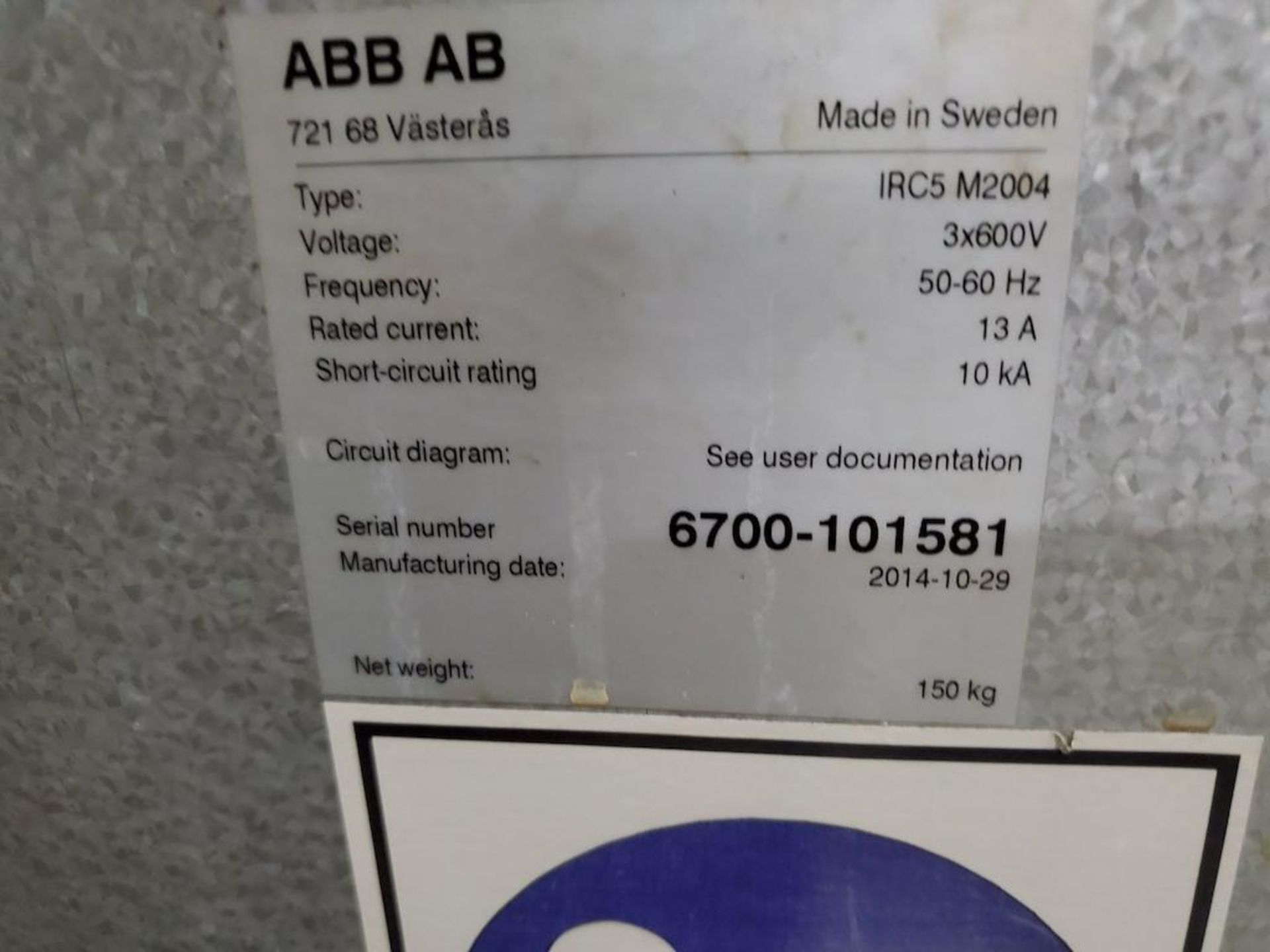 ABB ROBOT MODEL IRB 6700, SN 6700-101581 [HFV6]. PLEASE NOTE: EXCLUSIVE RIGGING FEE OF US$ 650 - Image 5 of 7