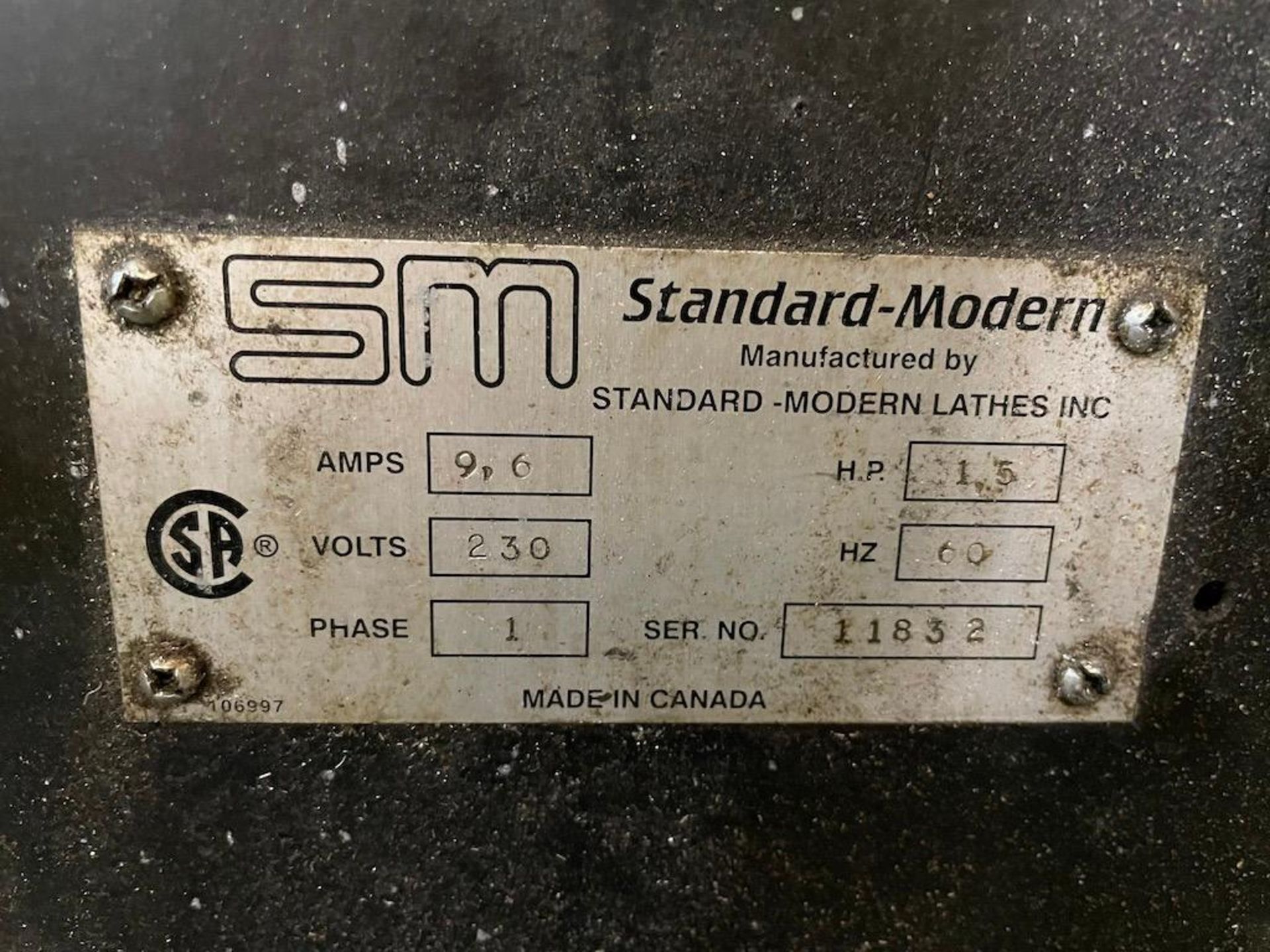 STANDARD MODERN LATHE 13INCH X 34INCH, 8INCH 3 JAW CHUCK, TAILSTOCK, TOOLPOST, 36 - 1800 RPM, SN - Image 4 of 4