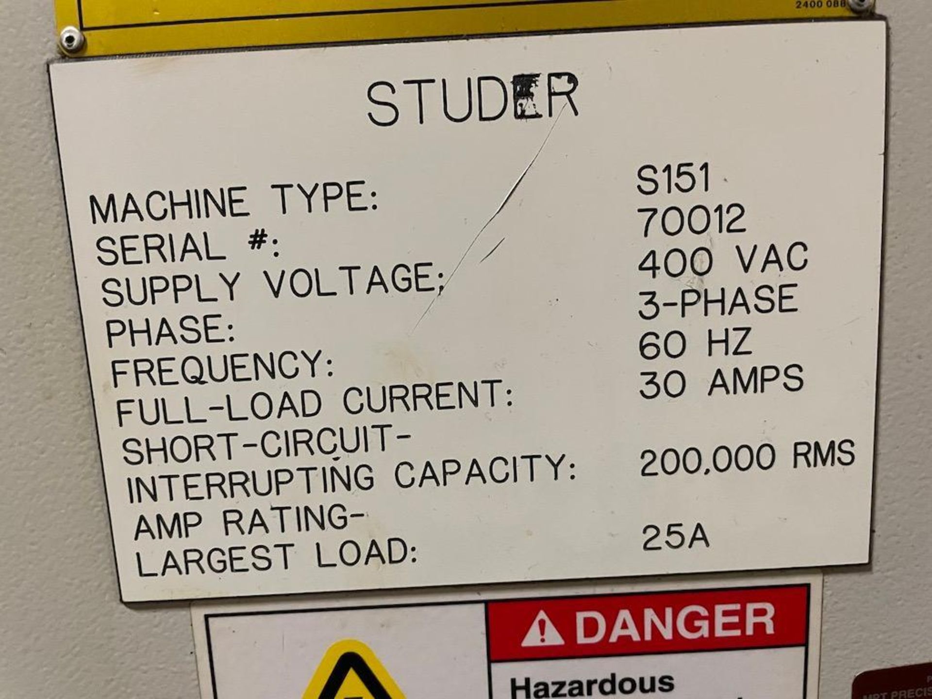 2006 STUDER CNC GRINDER, MODEL S151, HIGH FREQUENCY DRIVE SPINDLE, SWING 14.2INCH, TRAVEL-LONG 14. - Image 8 of 8