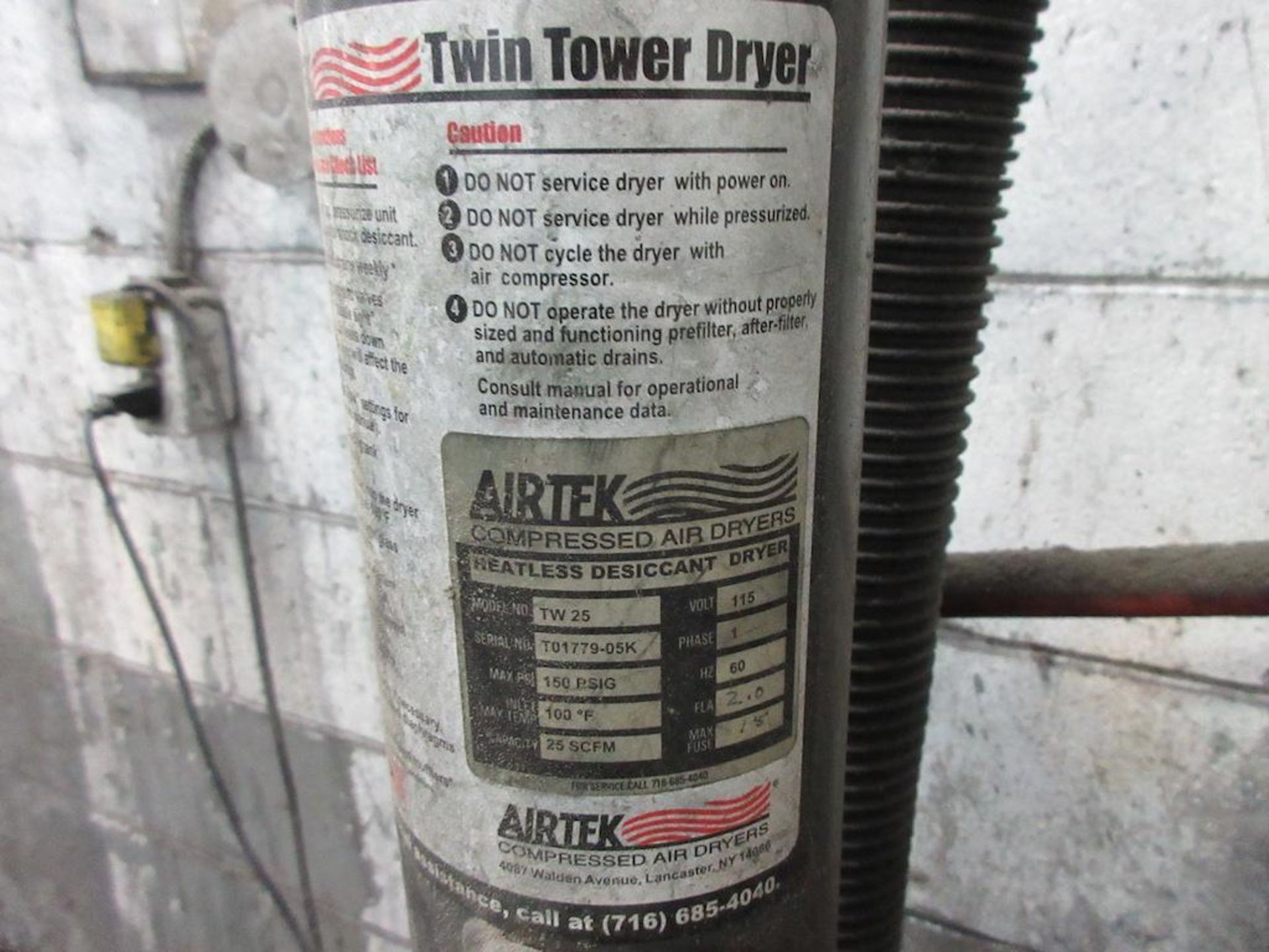 Air Tek Twin Tower Dryer, Model TW25, sn T01779-05K - Image 3 of 3
